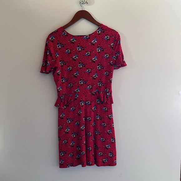 TOPSHOP RED FLORAL DRESS MINI DRESS - Picture 11 of 12
